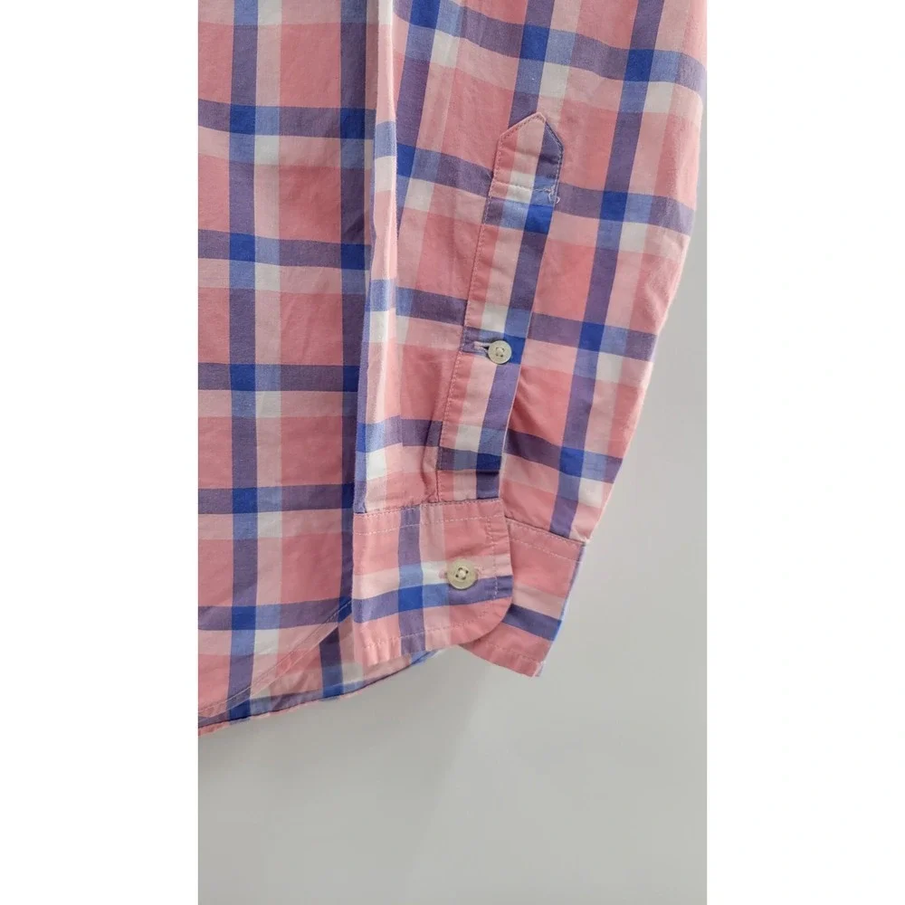 MENS J CREW LIGHTWEIGHT BUTTON‎ UP SHIRT -Pink/Blue Check- SIZE SMALL